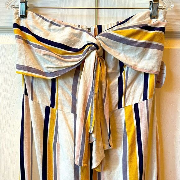 Gypsies & Moondust Pants - Blue Yellow & Cream Striped Strapless Jumpsuit by Gypsies & Moondust S-9 NWT